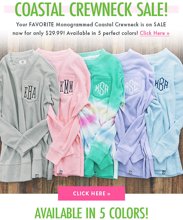 Shop $29.99 Monogrammed Coastal Crewnecks!