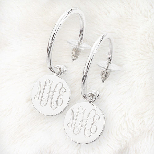 Monogrammed Hoop Earrings