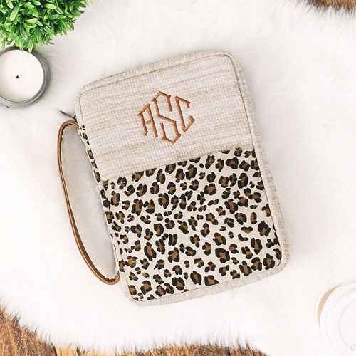 Monogrammed Leopard Bible Carrier