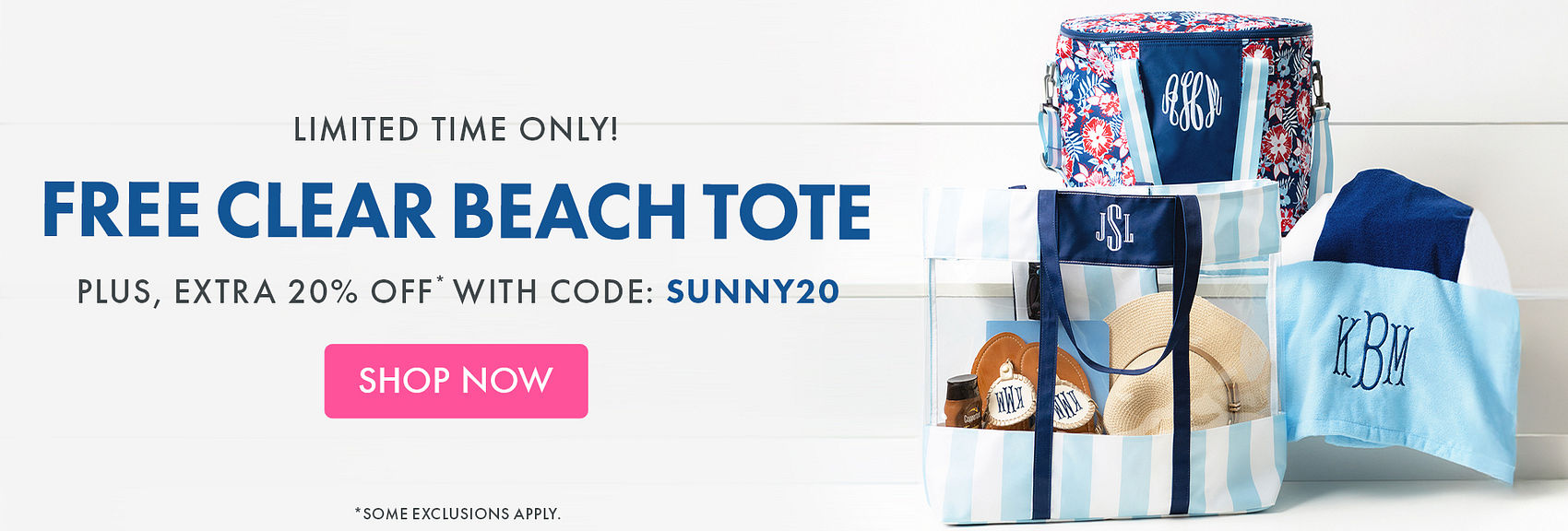 Claim Free Clear Beach Tote + 20% Off Sitewide*