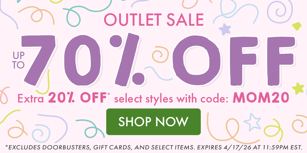 OUTLET SALE | UP TO 70% OFF | *Excludes doorbusters, gift cards, and select items. Expires 4/17/26 at 11:59PM EST.