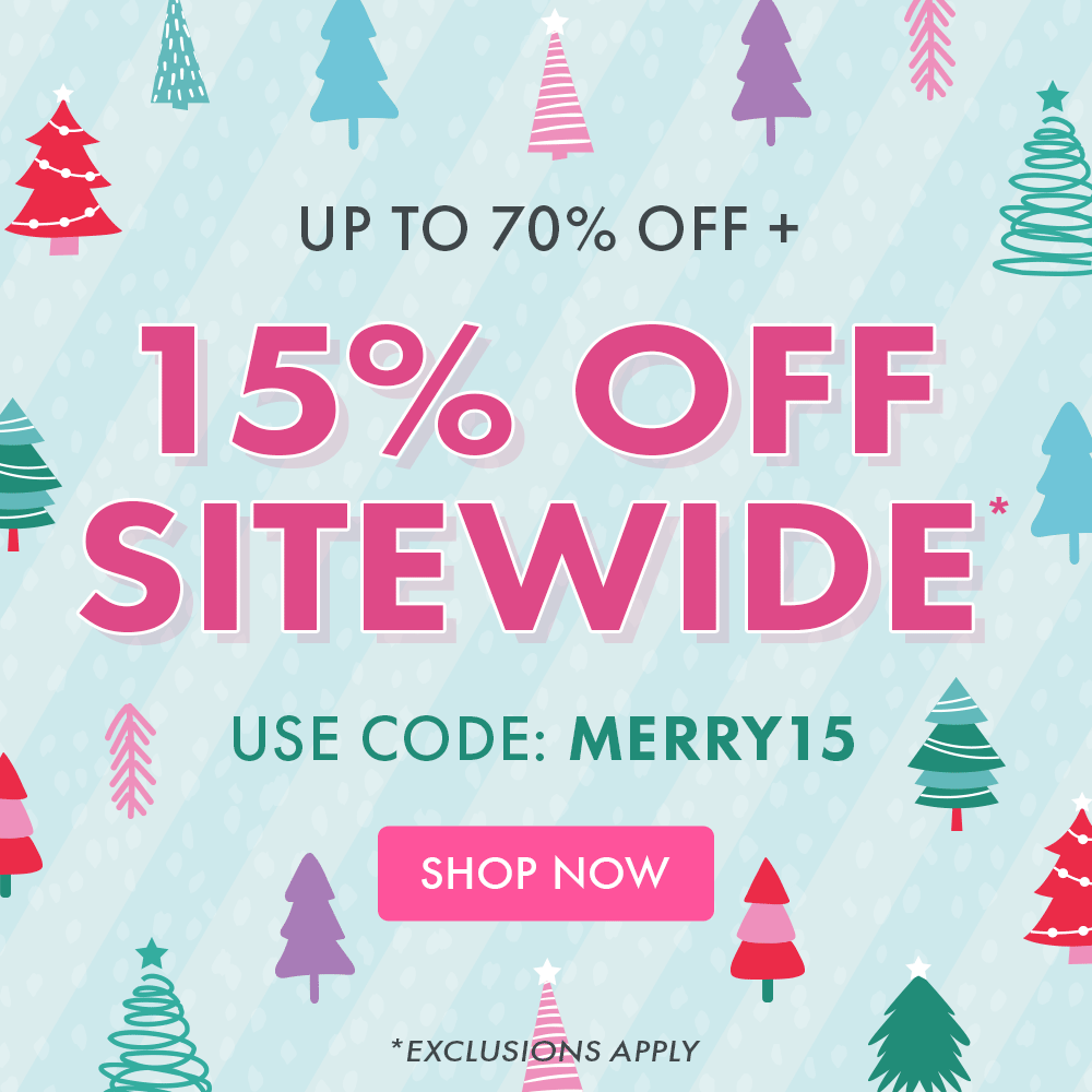 Up to 70% OFF + 15% OFF Sitewide* | Use code: MERRY15 | Shop Now | *Exclusions Apply Up to 70% OFF + 15% OFF Sitewide* | Use code: MERRY15 | Shop Now | *Exclusions Apply