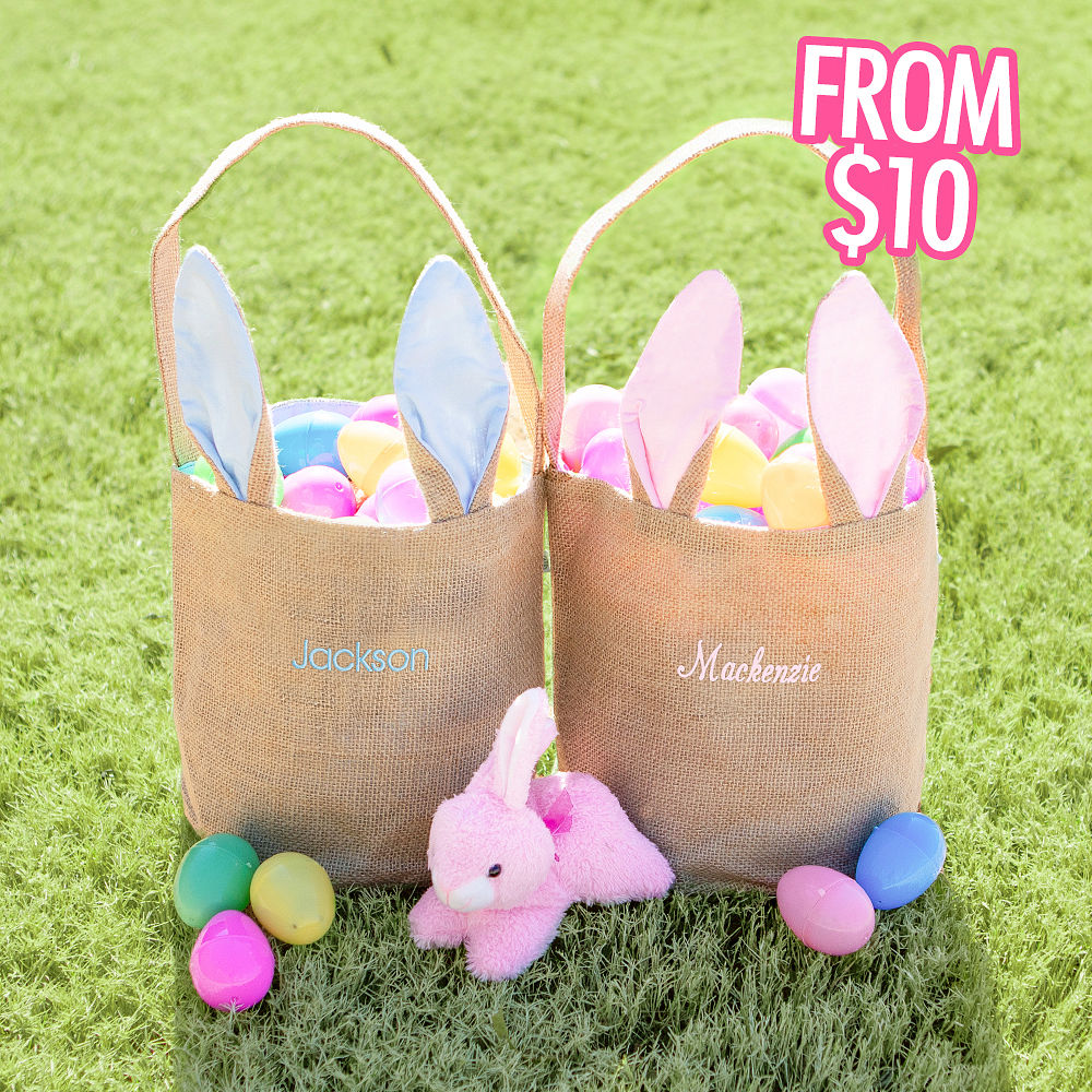 Shop Monogrammed Bunny Easter Baskets from $10! Shop Monogrammed Bunny Easter Baskets from $10!