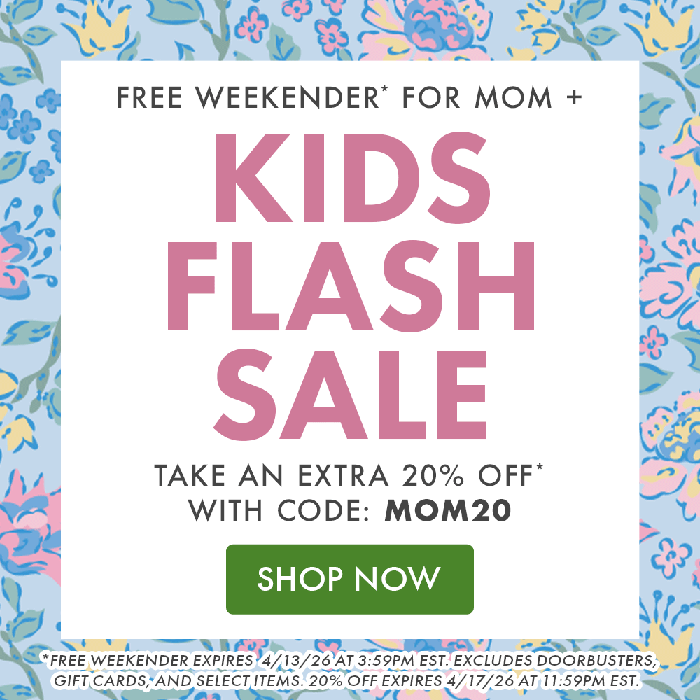 FREE WEEKENDER FOR MOM + KIDS FLASH SALE | TAKE AN EXTRA 20% OFF* WITH CODE: MOM20 | SHOP NOW | *Free weekender expires 4/13/26 at 3:59PM EST. Excludes doorbusters, gift cards, and select items. 20% Off Expires 4/17/26 at 11:59PM EST. FREE WEEKENDER FOR MOM + KIDS FLASH SALE | TAKE AN EXTRA 20% OFF* WITH CODE: MOM20 | SHOP NOW | *Free weekender expires 4/13/26 at 3:59PM EST. Excludes doorbusters, gift cards, and select items. 20% Off Expires 4/17/26 at 11:59PM EST.