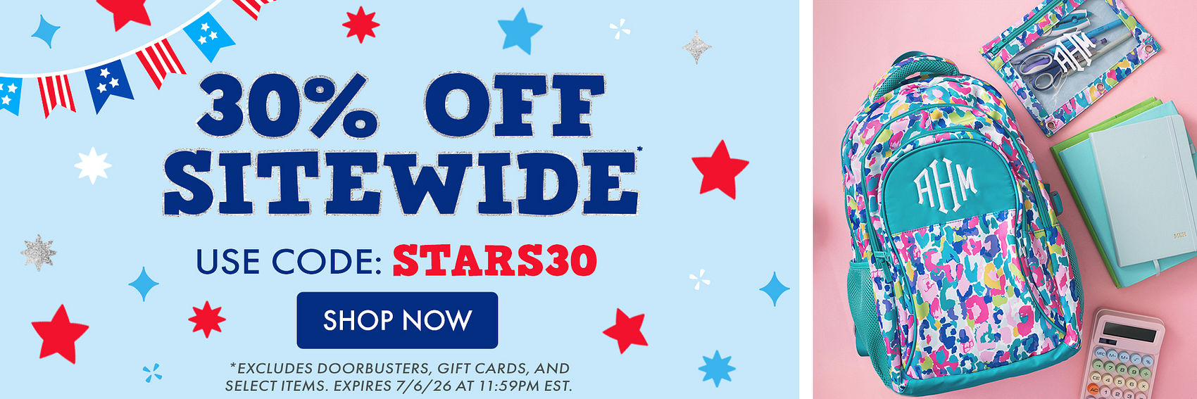30% OFF SITEWIDE* | USE CODE: STARS30 | *Excludes doorbusters, gift cards, and select items. Expires 7/6/26 at 11:59PM EST.