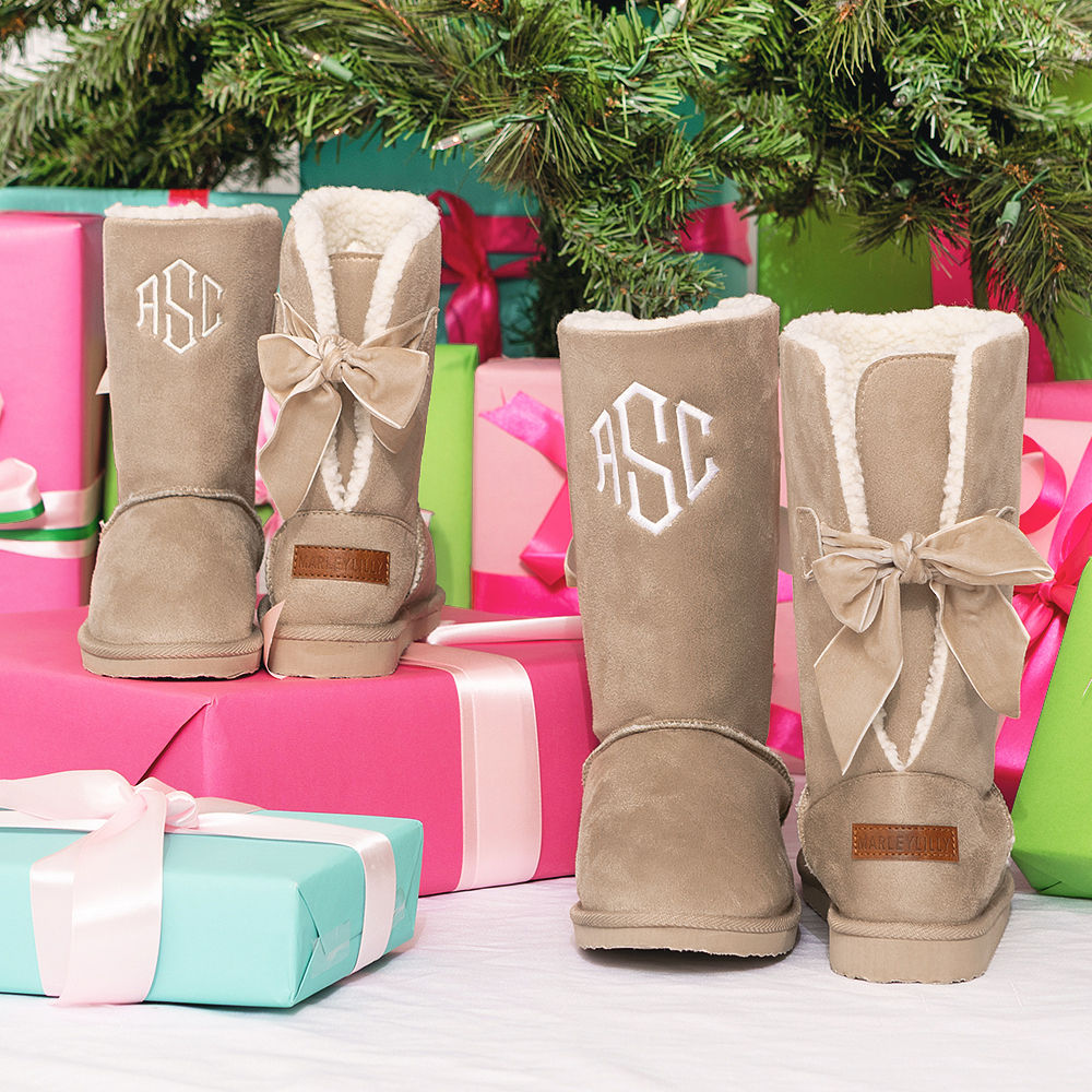 Mom & Me Sherpa Tie Booties Mom & Me Sherpa Tie Booties