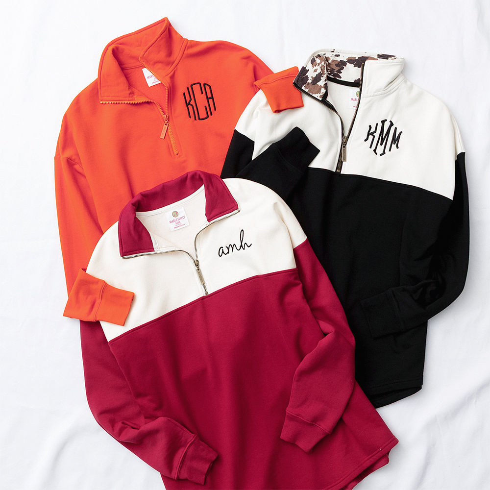 Shop $24.99 & up Monogrammed Quarter Zip Sweatshirts!
