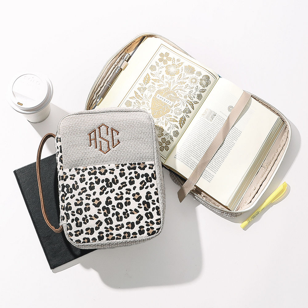 Monogrammed Leopard Bible Carrier
