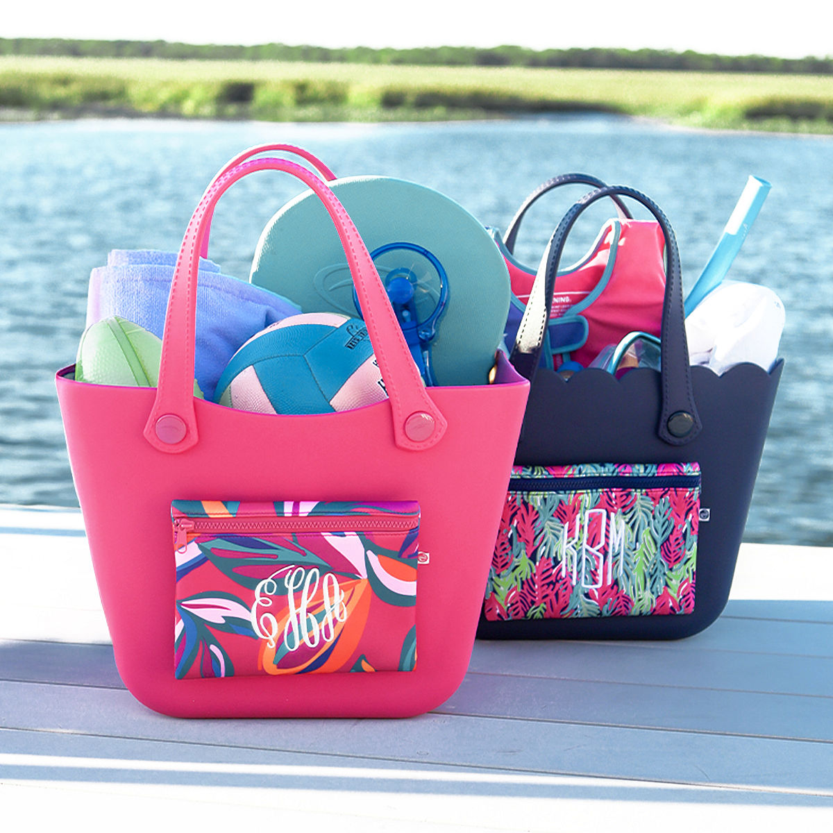 Shop our Monogrammed Waterproof Beach Bags from $24.99!