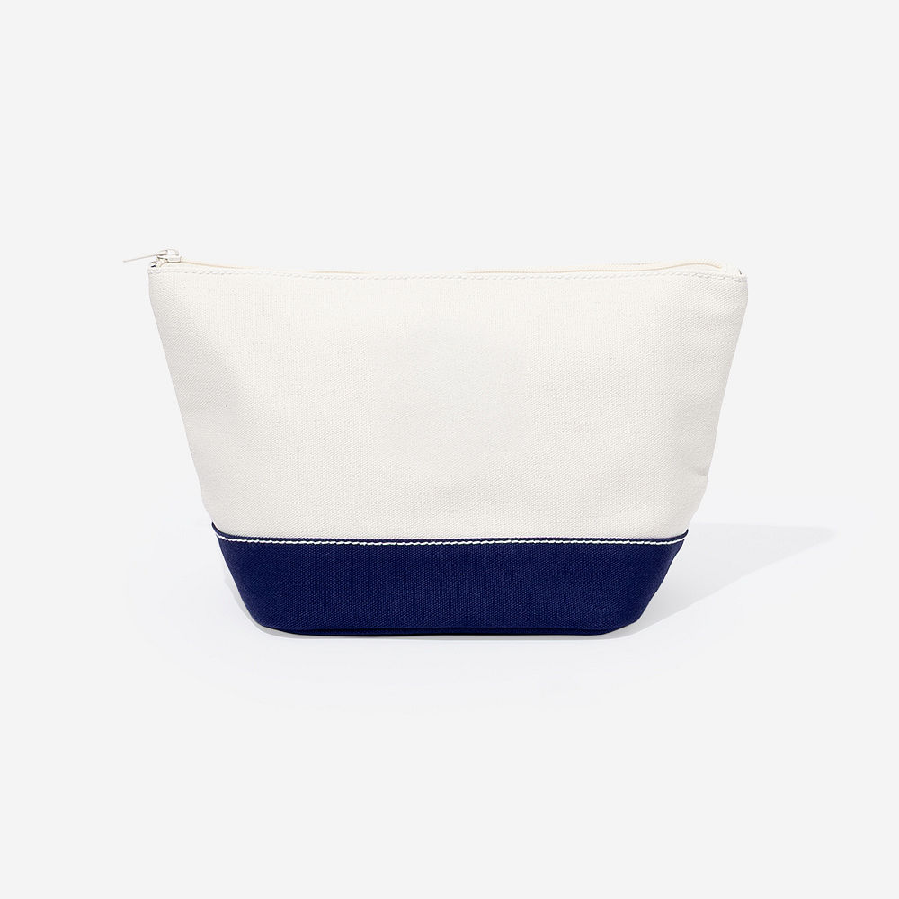 Monogrammed Classic Canvas Cosmetic Bag | Ivory/Navy