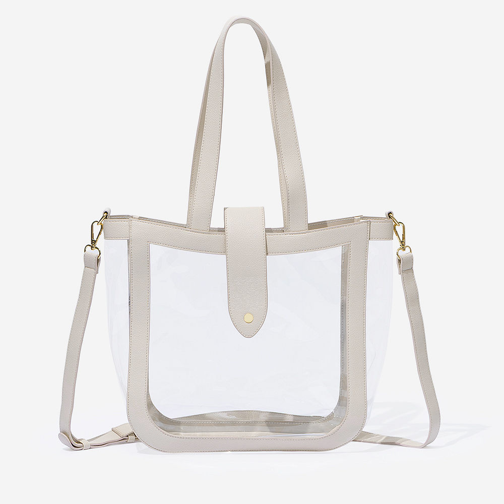 Monogrammed Clear Stadium Approved Tote | Bone