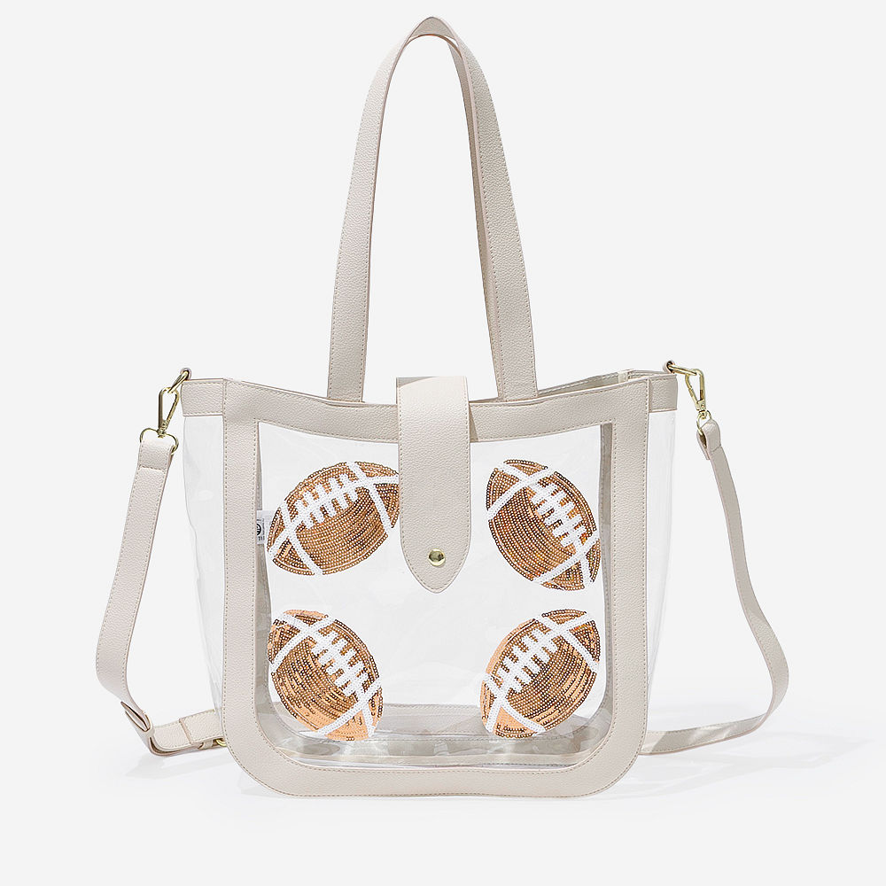 Monogrammed Clear Stadium Approved Tote | Football