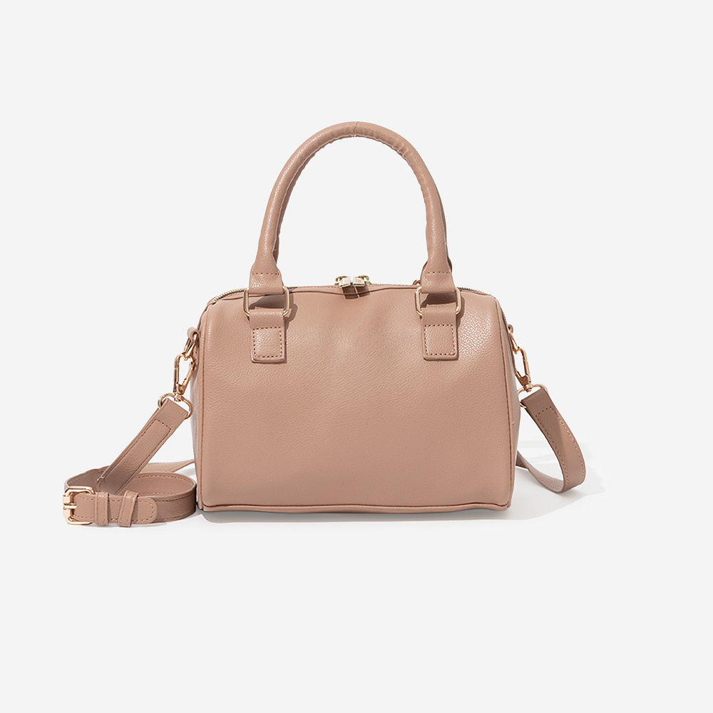 monogrammed harper handbag in tan with books and flowers