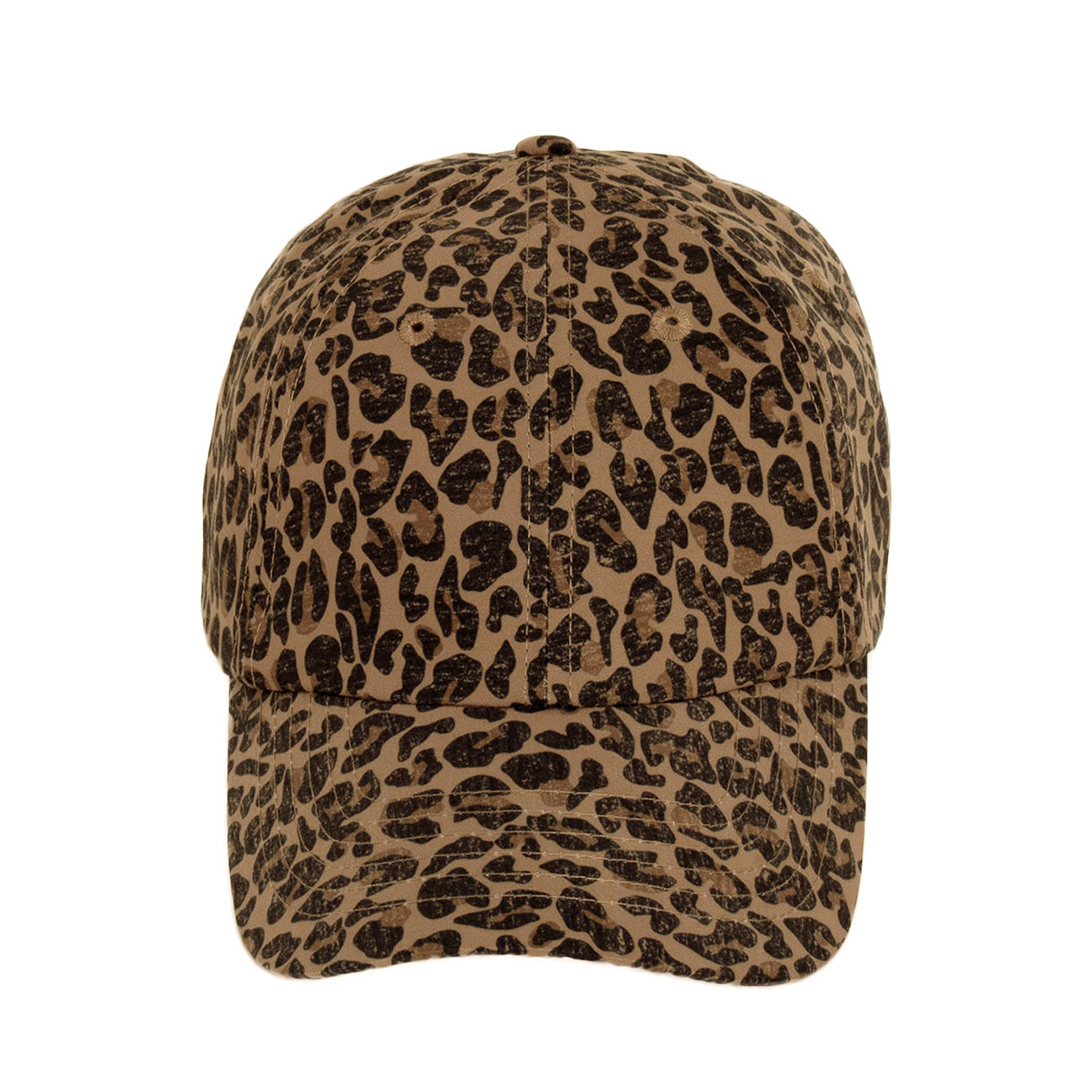 leopard baseball hat with ivory monogram