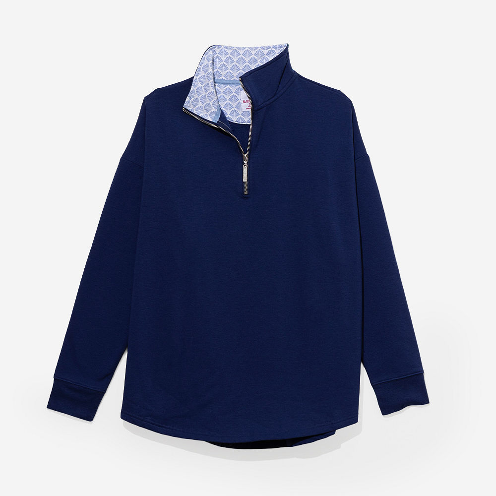 Monogrammed Quarter Zip Sweatshirt | Blue Shells