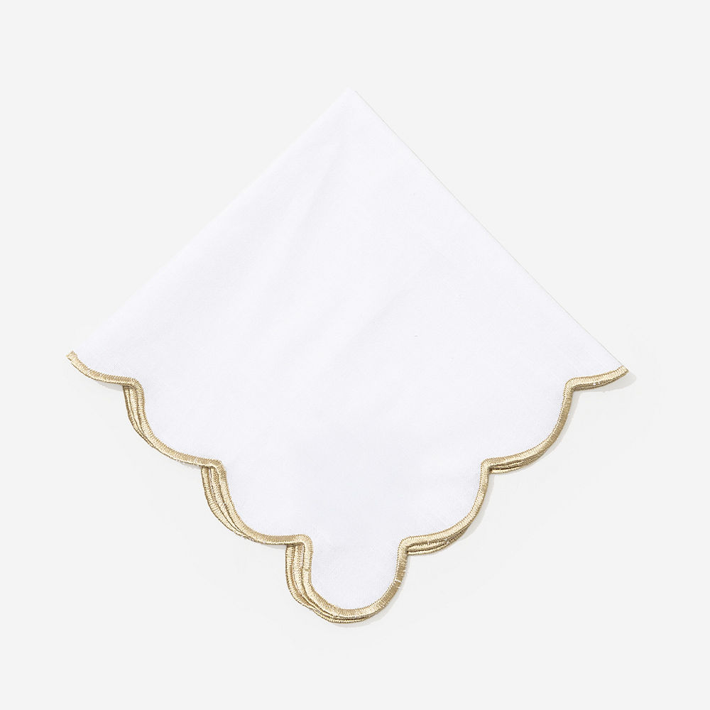 Monogrammed Scalloped Napkin | Khaki