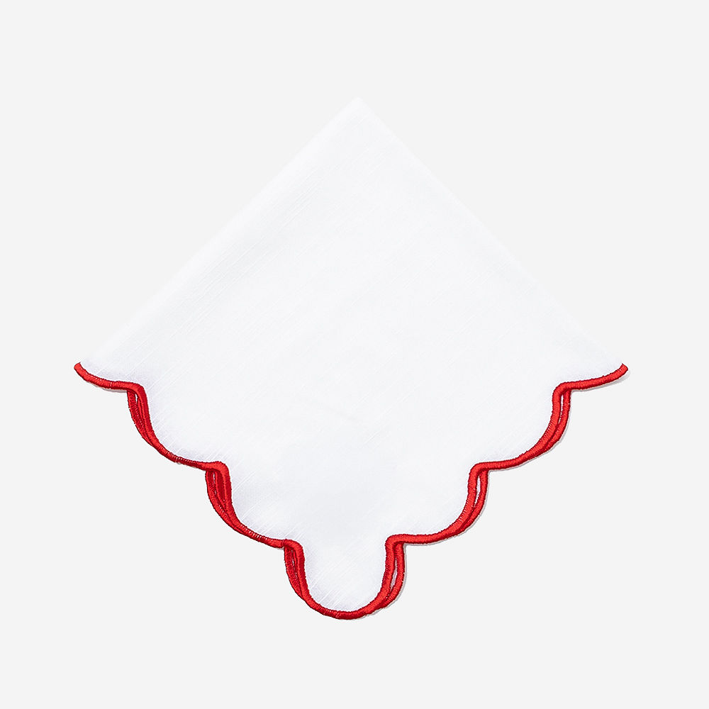 Monogrammed Scalloped Napkin | Red