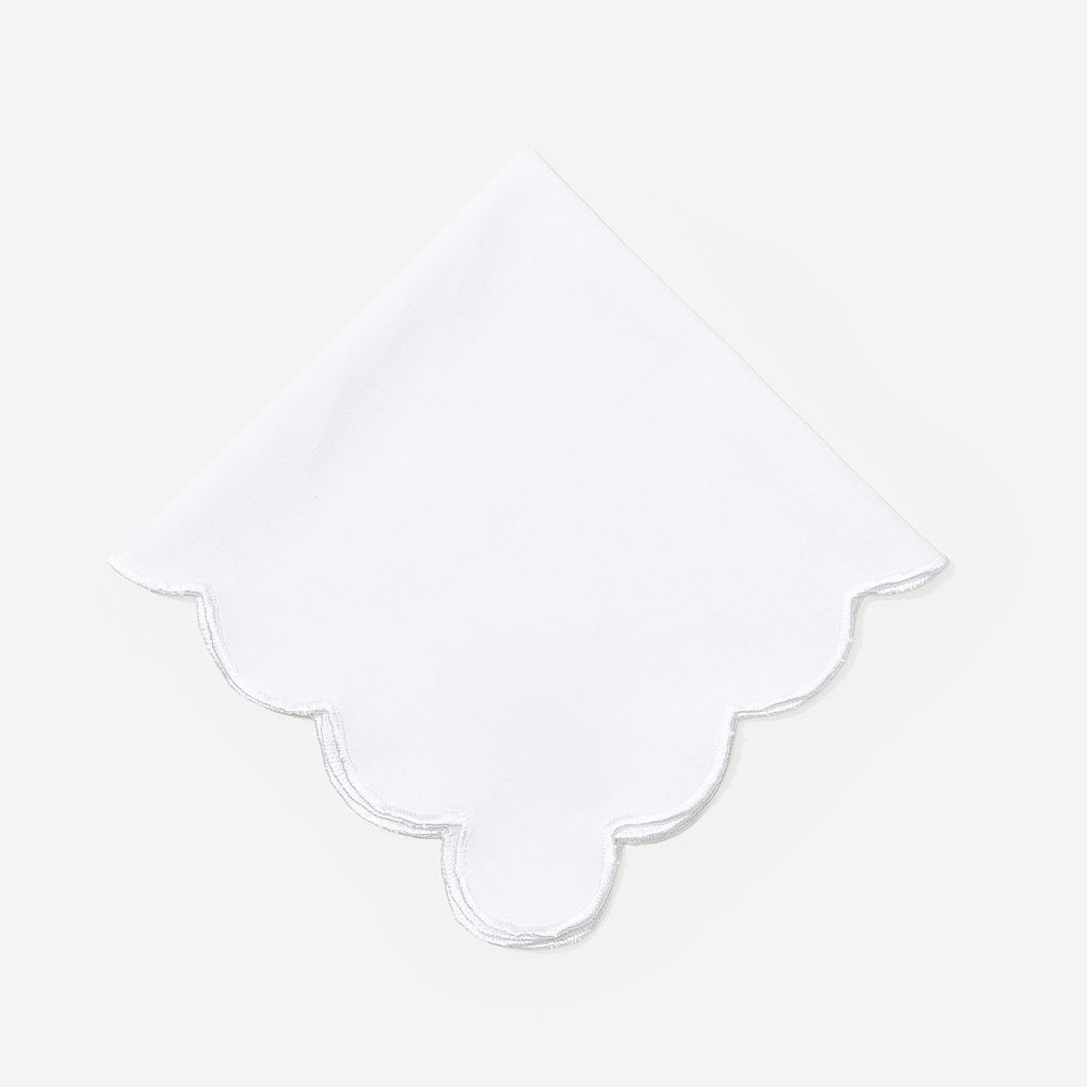 Monogrammed Scalloped Napkin | White
