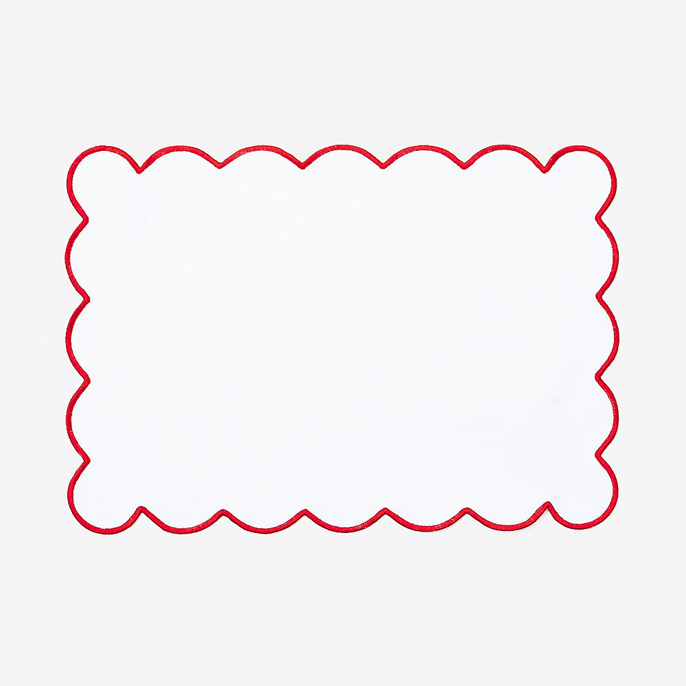 Monogrammed Scalloped Placemat | Red
