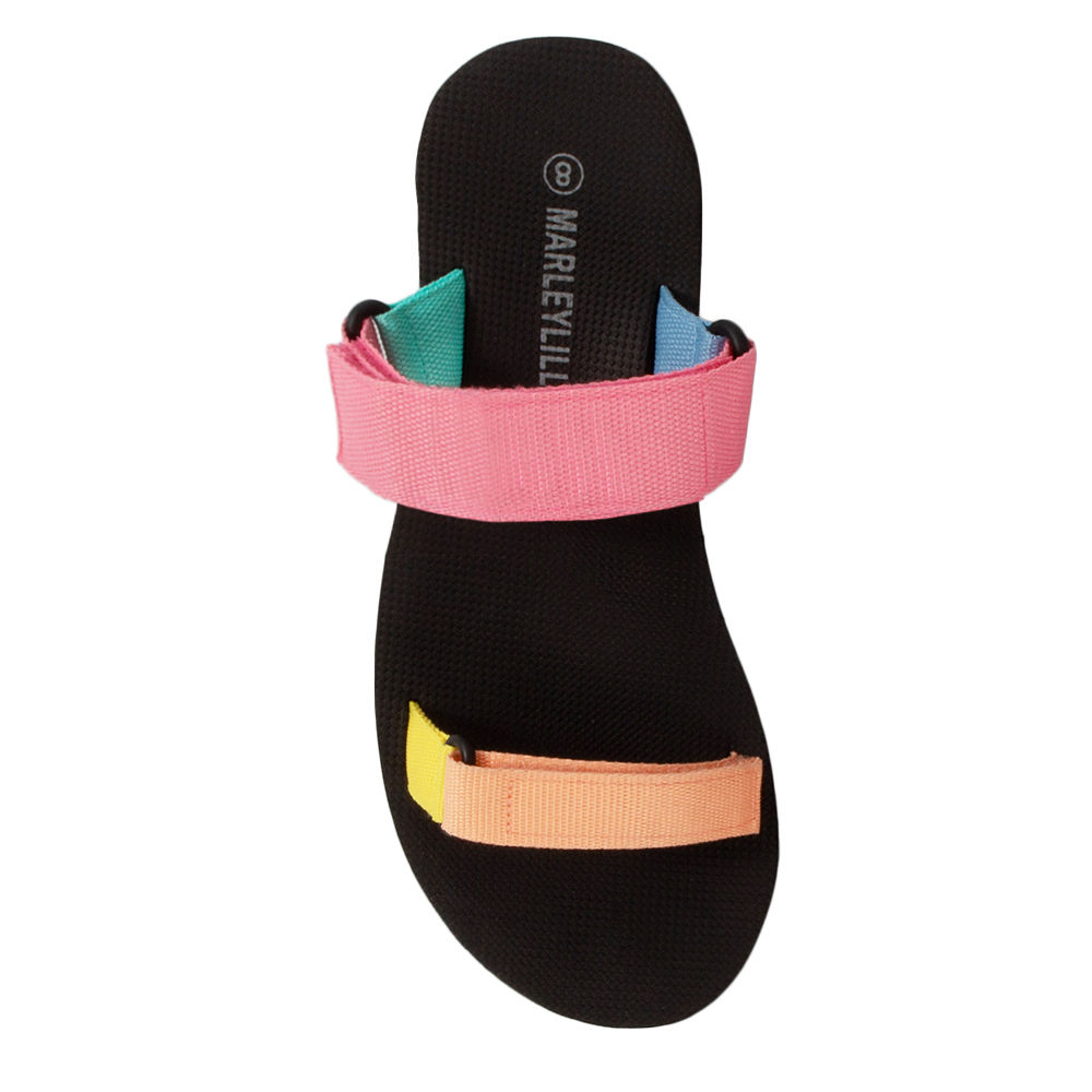 Monogrammed Summer Slides in Colorblock