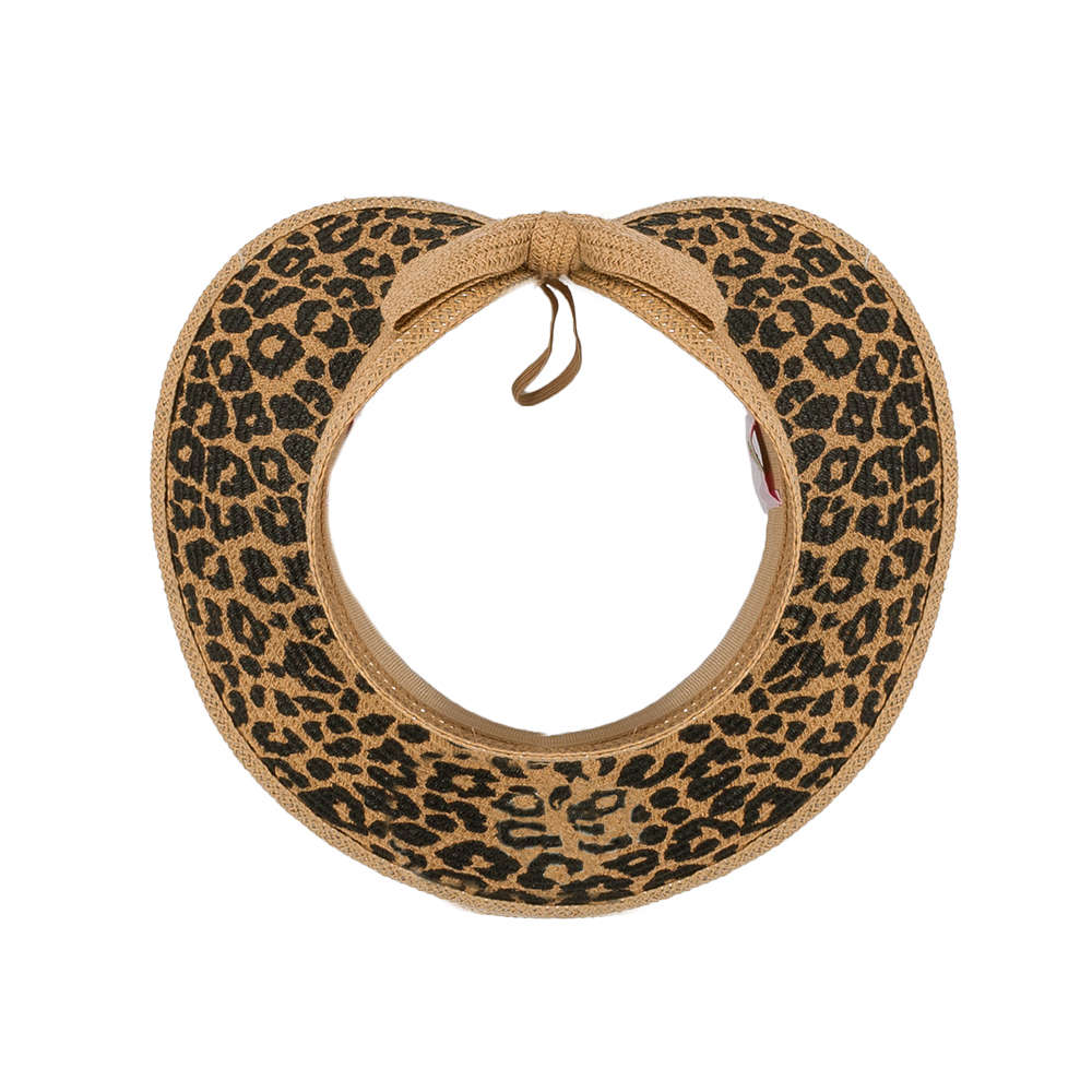 Leopard Straw Visor hat