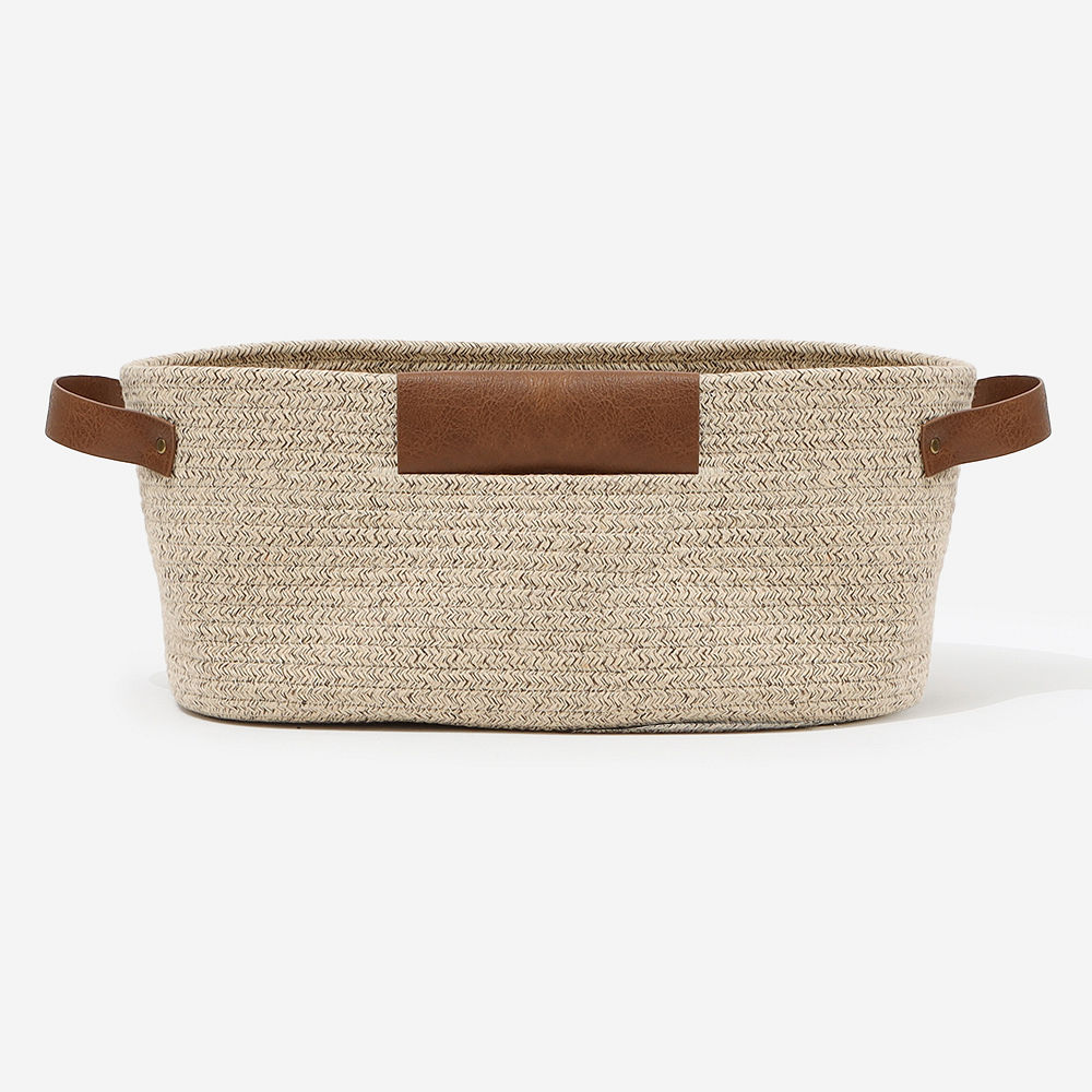 girl holding white personalized woven basket