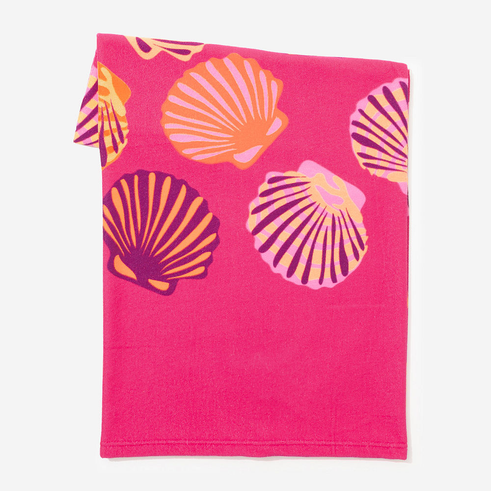 Monogrammed Beach Towel | Fuchsia Shells