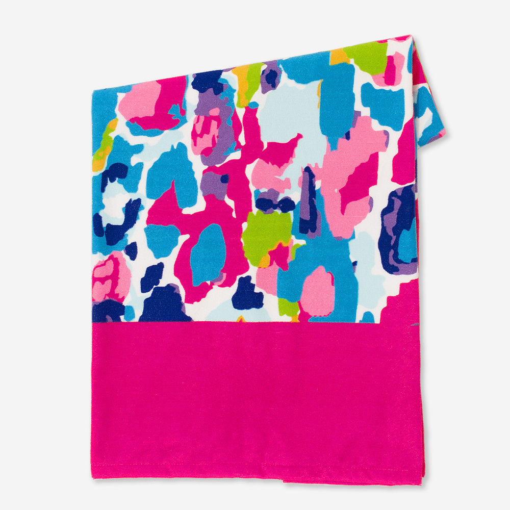 navy cabana stripe monogrammed towel hanging