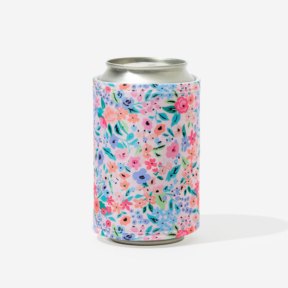 coral floral monogrammed can koolie