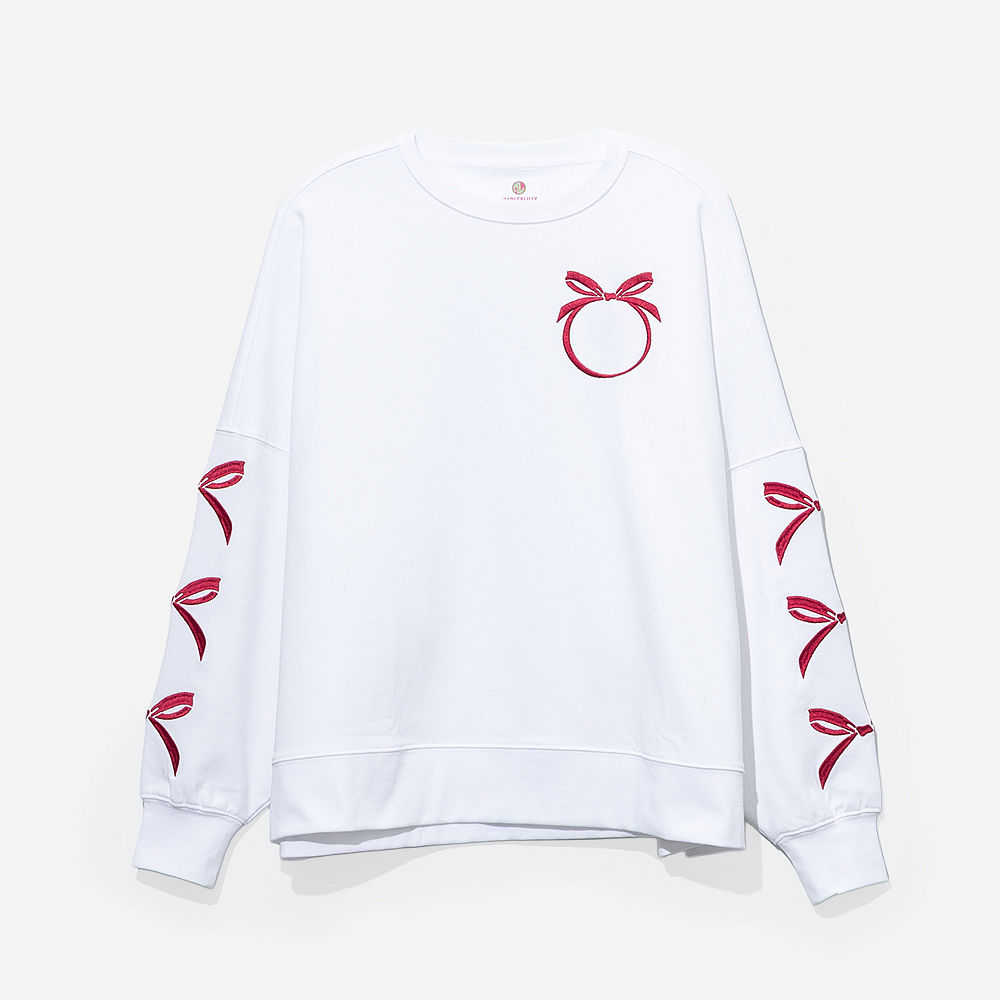 Monogrammed Christmas Bow Sweatshirt | White