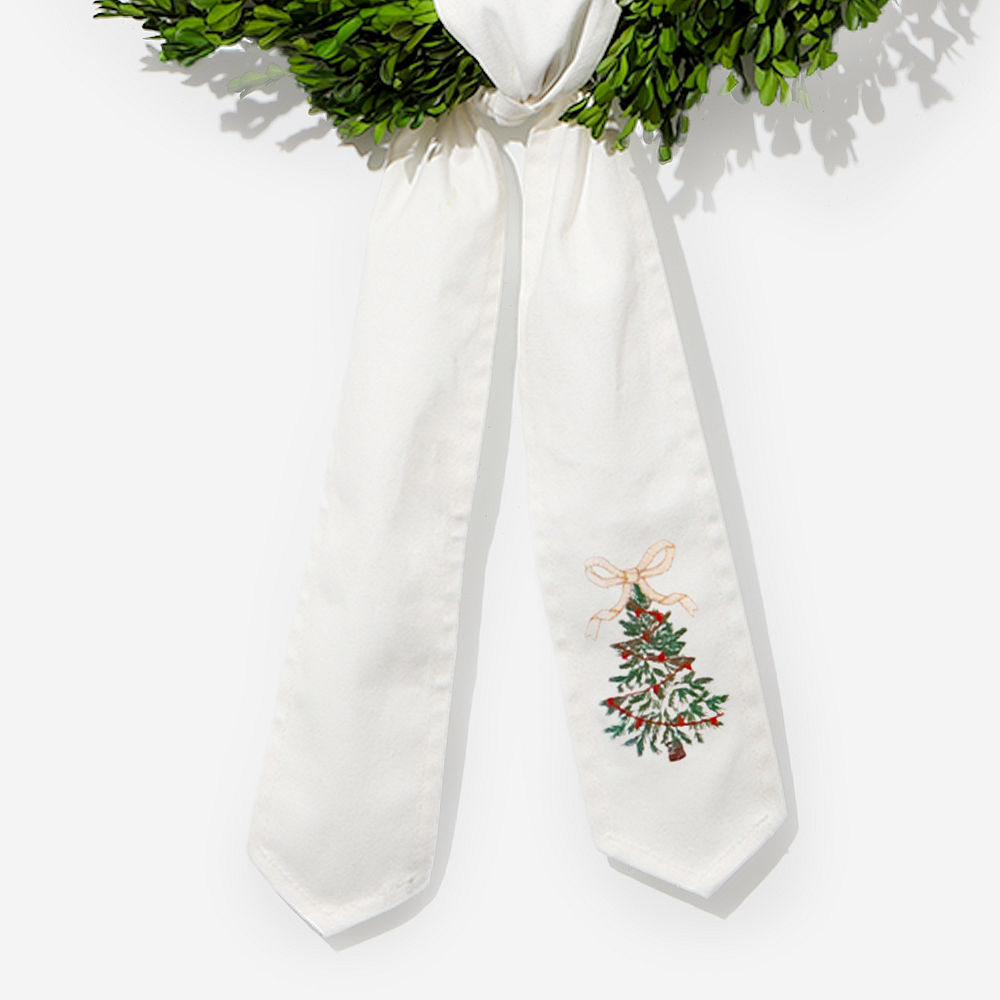 christmas wreath sash with stocking, tree skirt, and dish towel set