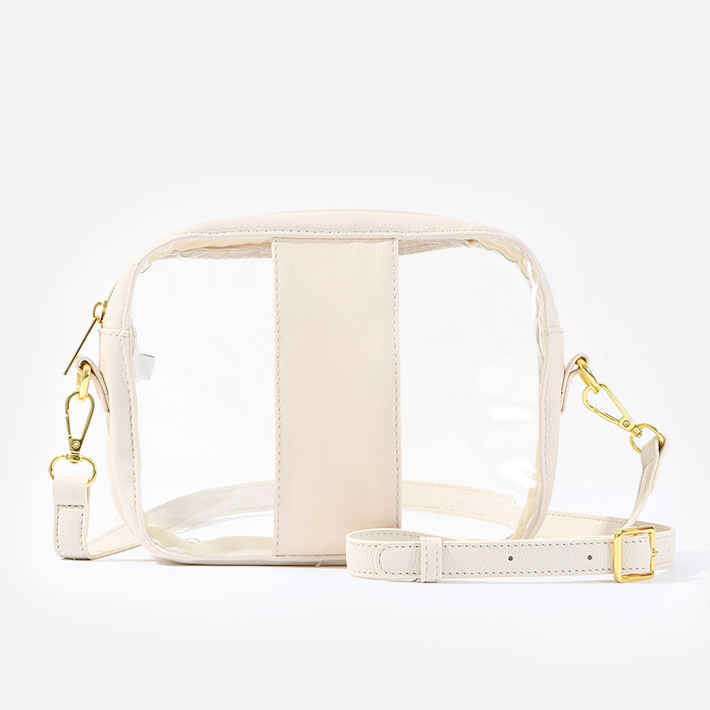 orange pullover tunic and personalized clear stadium crossbody