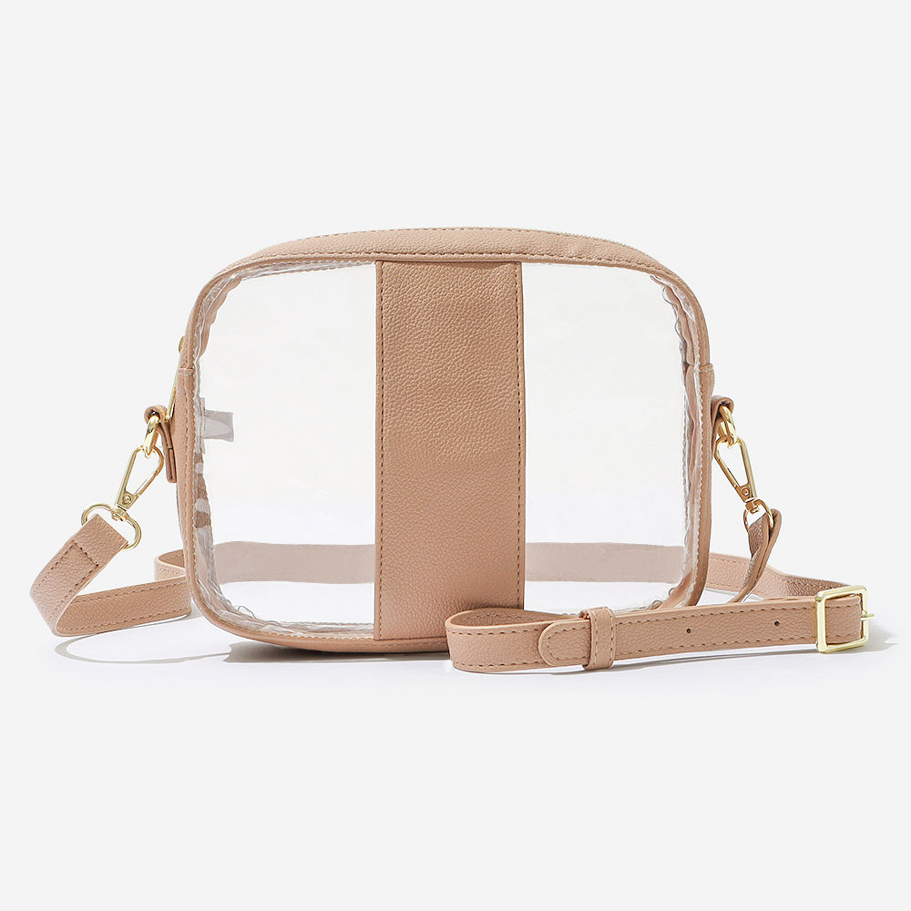 orange pullover tunic and personalized clear stadium crossbody