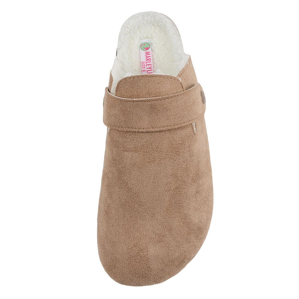 mocha monogrammed clogs in hands