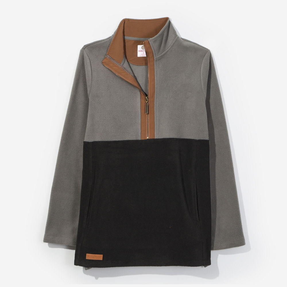 slate colorblock fleece pullover flatlay