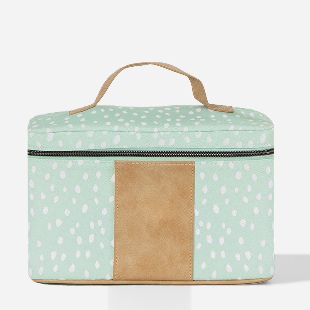 black dot collection in car with train case