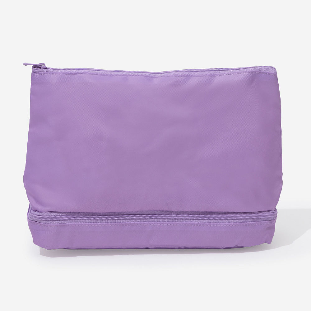 mushroom Double Layer Makeup Bag on counter