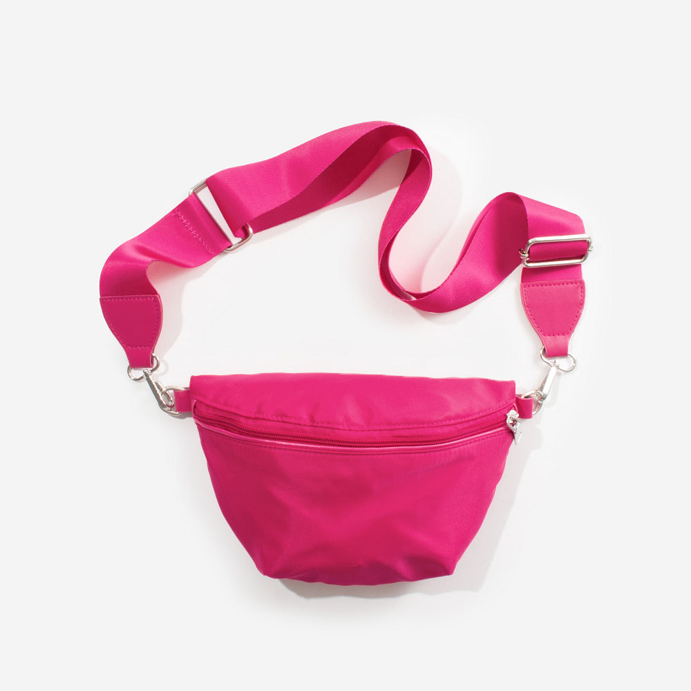 taupe fanny pack flatlay