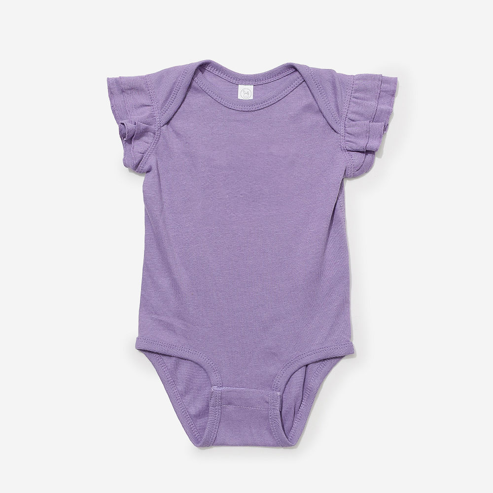 Monogrammed Flutter Sleeve Bodysuit | Lavender