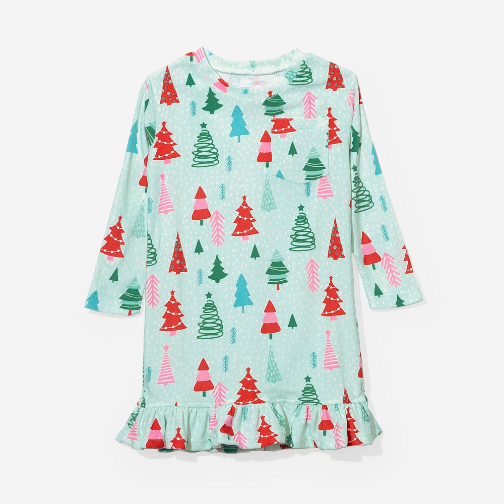 mint pink wonderland and snow leopard monogrammed girls nightgowns