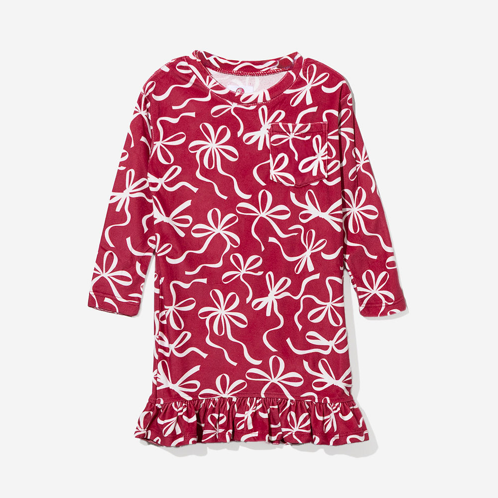 red bow-utiful girls nightgown group flatlay
