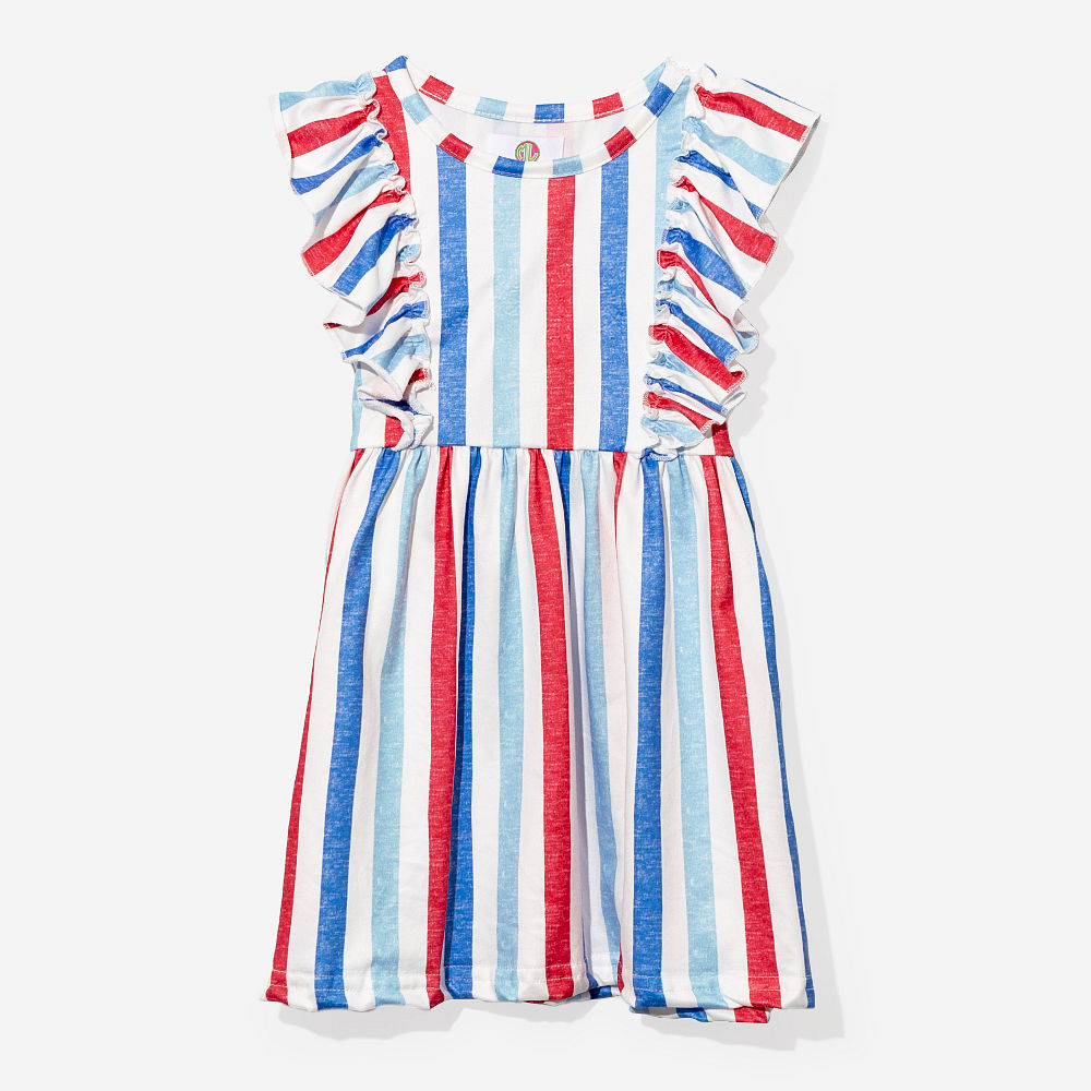 back of girls ruffle knit dress