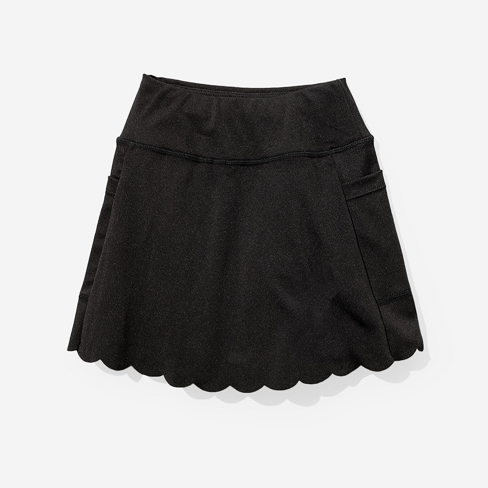 biker shorts under monogrammed hot pink skort