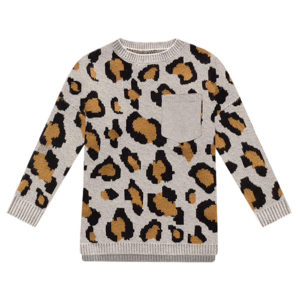 toddler girls monogrammed leopard boyfriend sweater
