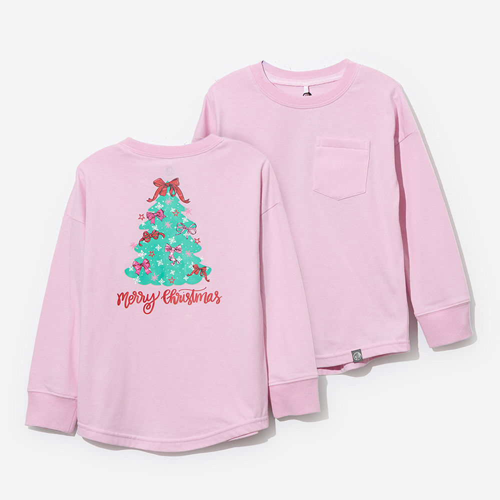 kids christmas tree shirt with bow