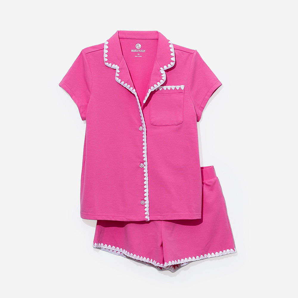 Monogrammed Kids Classic Sleep Set | Hot Pink