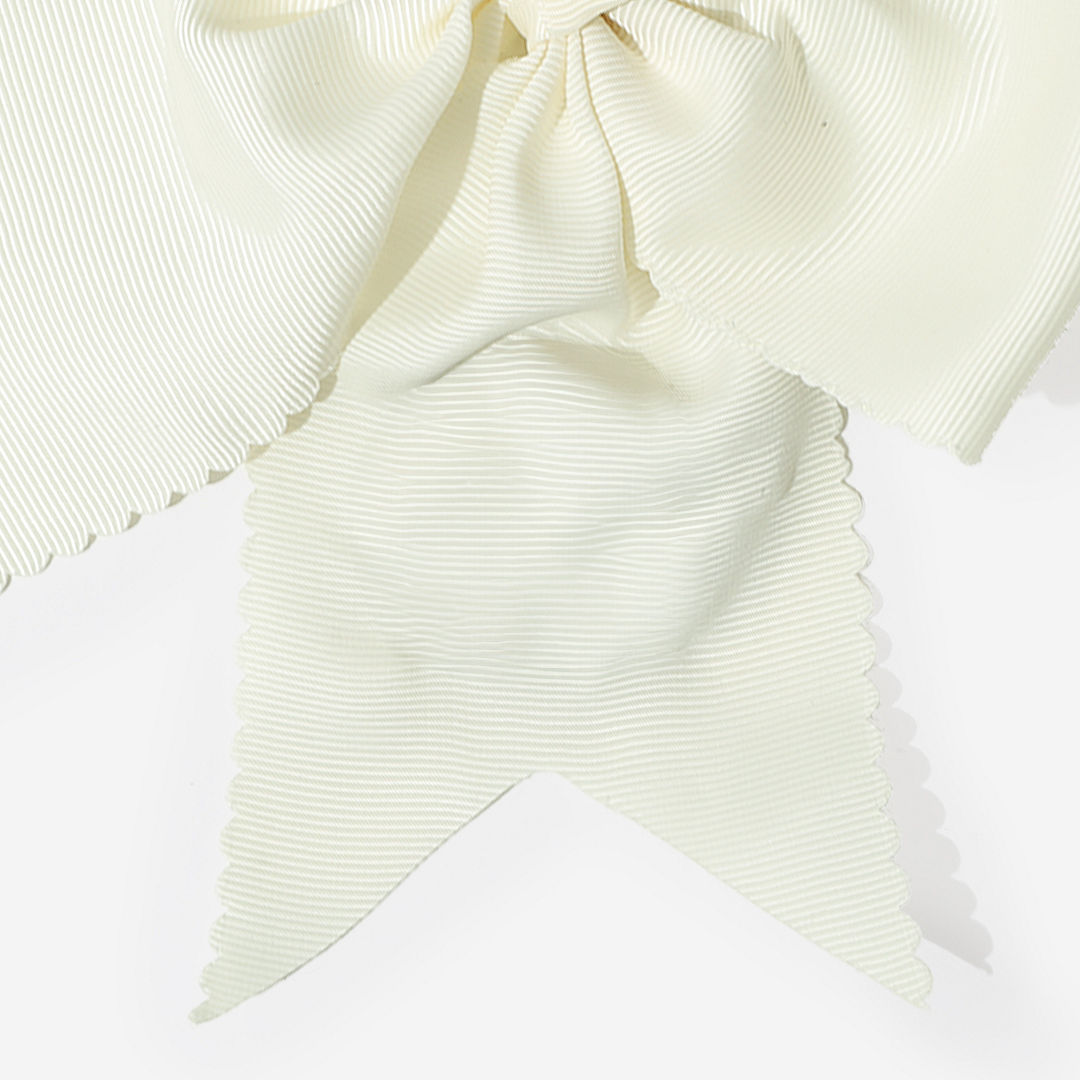 navy girls hair bow with denim ruffle dress