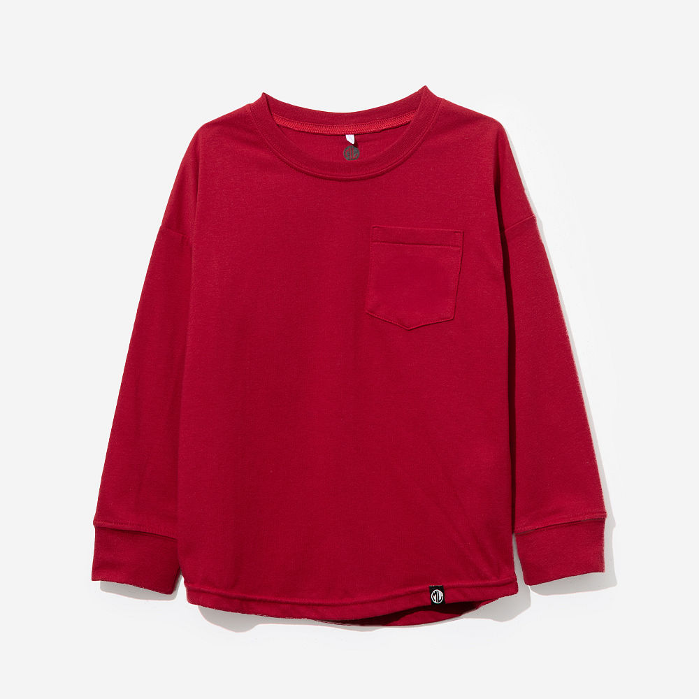 crimson kids long sleeve shirt flatlay