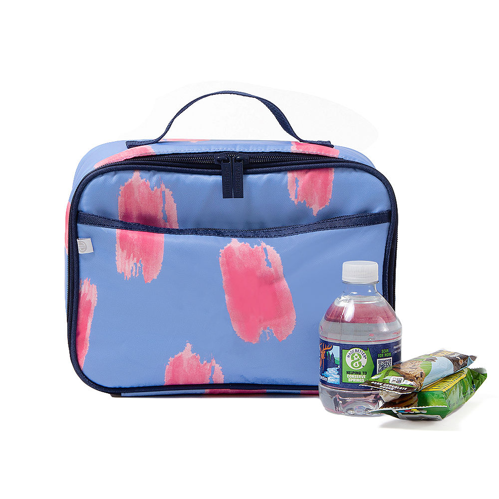 monogrammed lunch box in camo with snacks