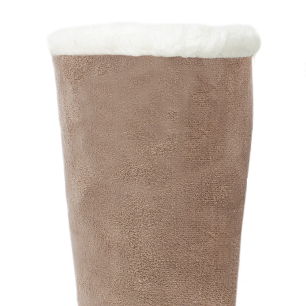 mom and me tan sherpa tie booties